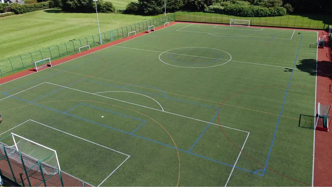 An aerial view of a multi-use games area